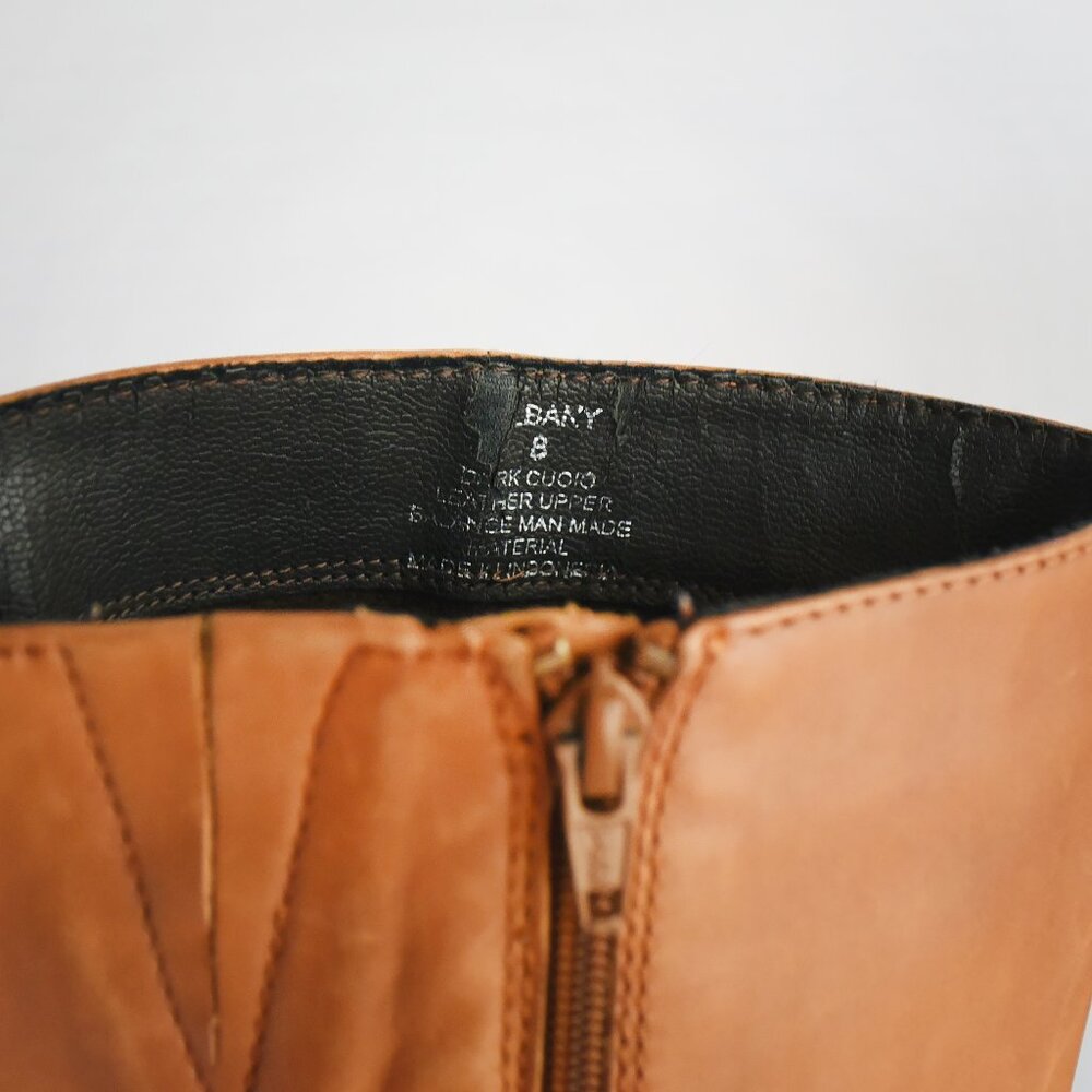 Steve Madden Albany Cognac Leather Belted Riding Boots Size 8 - Picture 8 of 9